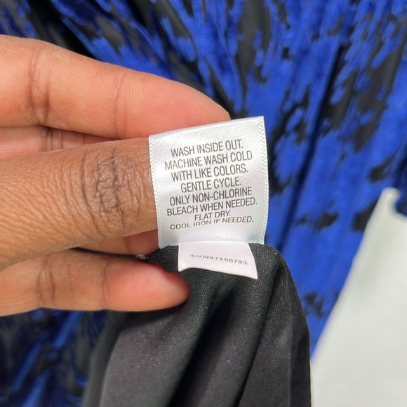 Simply Vera Vera Wang Blue Burned out Velvet  V Neck Dress Sz L Whimsigoth Midi - Picture 6 of 9